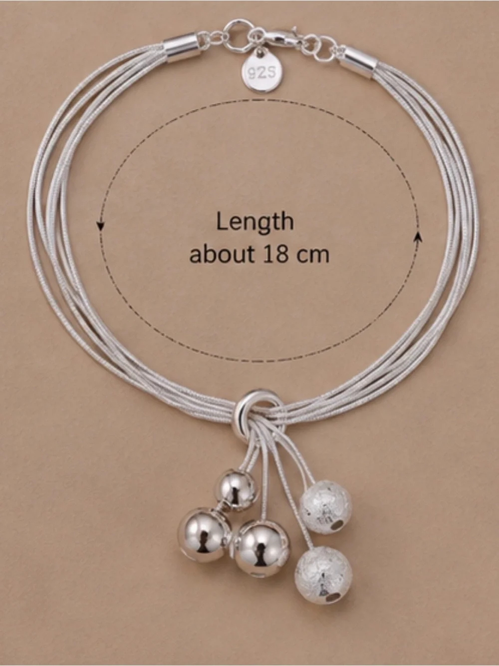 925 Sterling Silver Multi-Strand Tassel Charm Bracelet Elegant Statement Jewelry